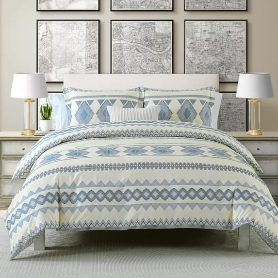 Bed Sheet Set Aztec Colorful Geometric Shapes Decor 3 Piece Bedding Set with 2 Pillow Shams King