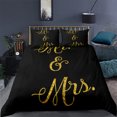 thumbnail image 1 of Bed Sheet Set Black and White /King/Full Size Mr and Mrs Bedding Set 3Pieces Soft Microfiber Couple, 1 of 5