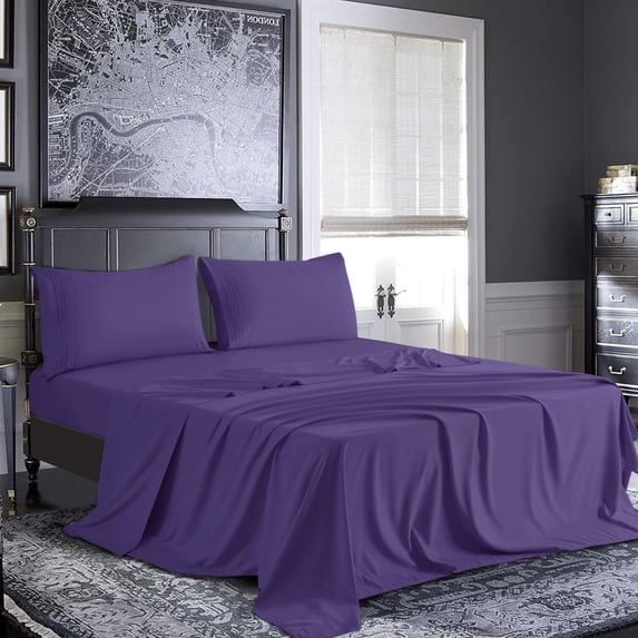 Bed Sheet Set - Brushed Microfiber Sheets Bedding - Bed Sheets & Pillowcases - 16 Inches Deep Pockets - Easy Fit - Breathable & Cooling Sheets- 4 Pieces