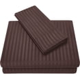 thumbnail image 1 of Bed Sheet Set Bundle - 10PC Bedding Collection - 2 Flat Sheet, 2 Fitted Sheet Upto 14" Deep Pocket & 6 Pillowcases - 100% Egyptian Cotton Sheets 400TC - Chocolate Stripe, Cal-King Size., 1 of 4