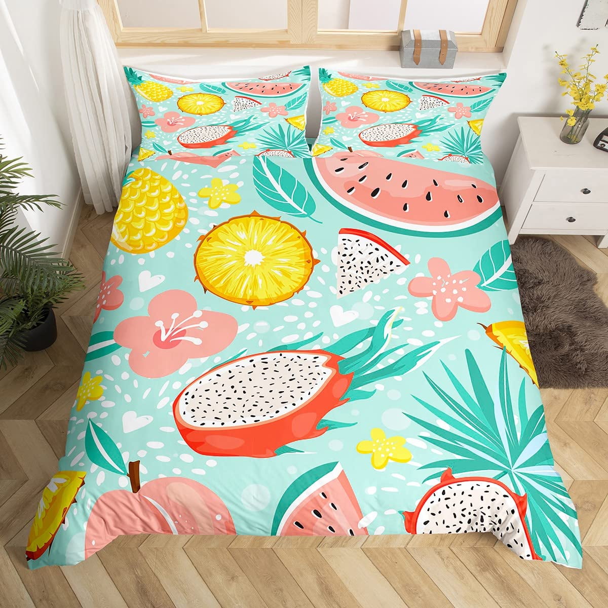 Bed Sheet Set Cartoon Pineapple Bedding Set Daisy Flowers Comforter