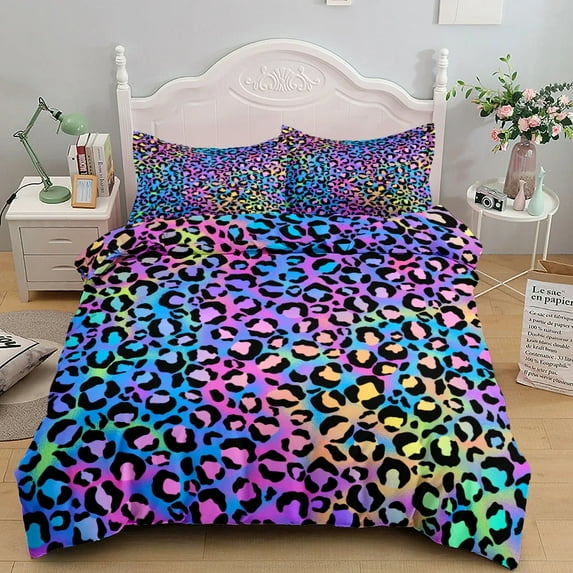 Bed Sheet Set Flash Mossaic Art Colorful Leopard Pattern Bedding Set Single Twin Double King Cal Ki