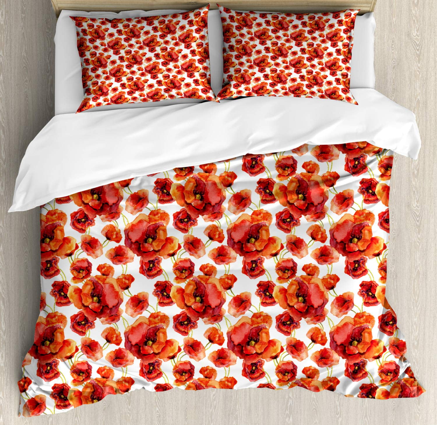 Bed Sheet Set Flower Little Red Spring Summer Time Garden Florals Poppy