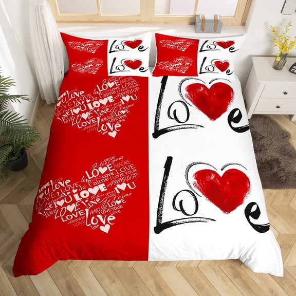 Bed Sheet Set Love Comforter Set King Full Size Heart Shaped Bedding Sets Full for Teen Women Men