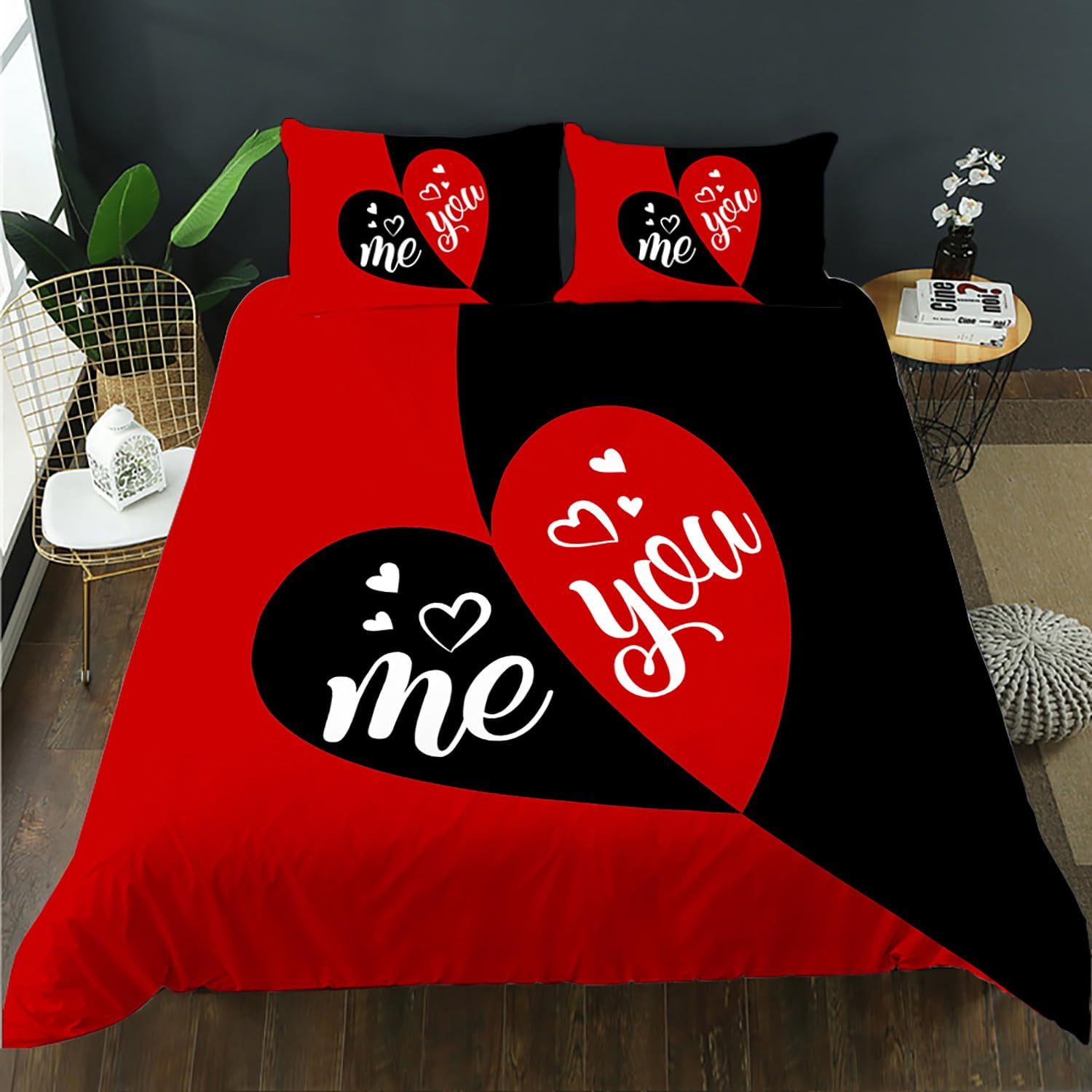 Bed Sheet Set Love Comforter Set King Full Size Heart Shaped Bedding