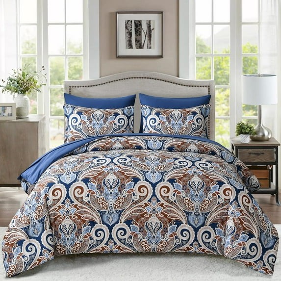 Bed Sheet Set Paisley Comforter Set Size 3 Piece Quilt Cover Boho Bedding Set Soft All Season 1 Com