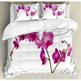 Bed Sheet Set Purple Violet Wild Orchids Petal Flower Print Decor 3
