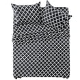 thumbnail image 1 of Lux Decor Queen Bed Sheet Set 4 Piece, Soft Microfiber, Deep Pockets - Quatrefoil Pattern, 1 Fitted & 1 Flat Sheet, 2 Pillowcases, Black, 1 of 8