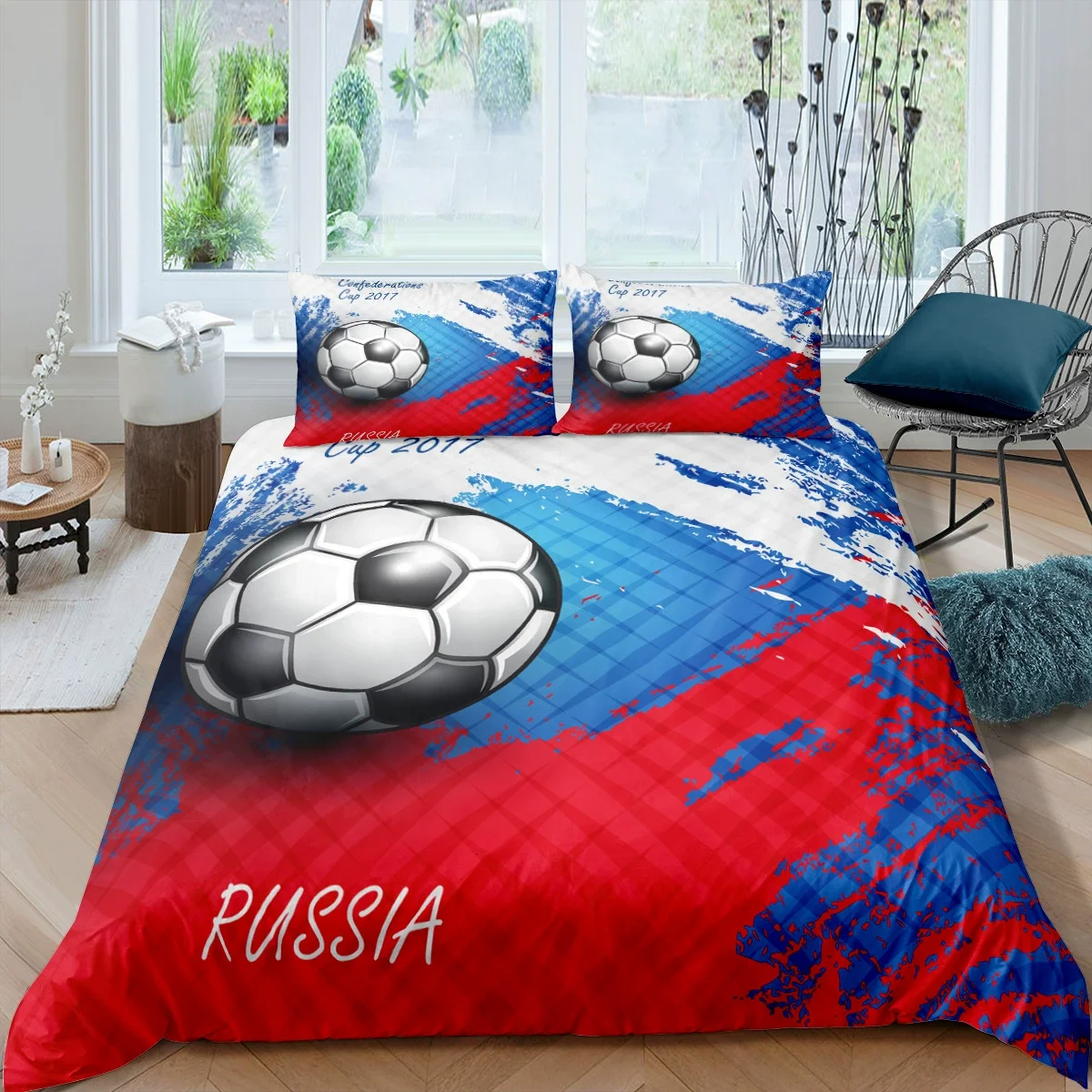 Bed Sheet Set Soccer Football 3D Bedding Set Ball Game Polyester Quilt ...
