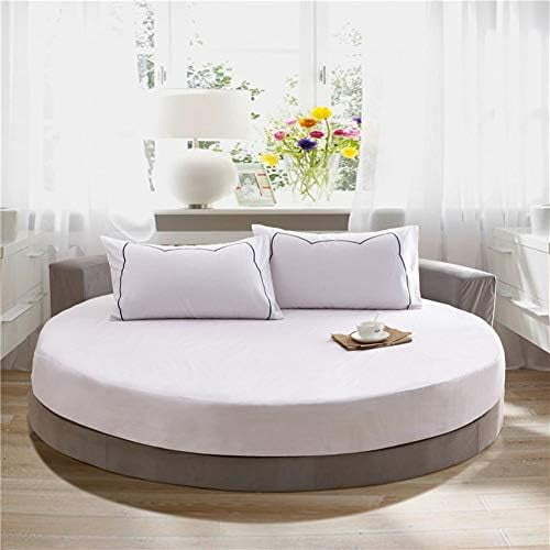 Bed Sheet Set Solid Color Pure Cotton Round Fitted Sheet Bed Cover Mattress Topper 200/220CM Wedding Housewarming Gift White Diameter 220cm Fitted Sheet$$Bedding