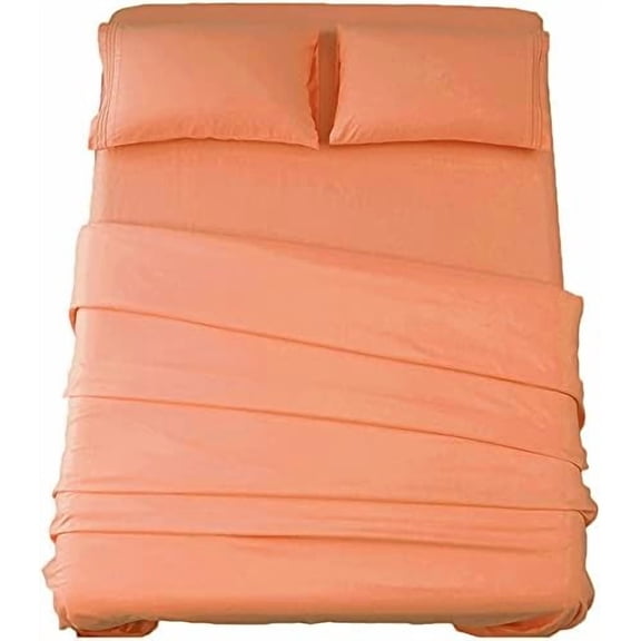 Bed Sheet Set Super Soft Microfiber 1800 Thread Count Luxury Egyptian Sheets 16-Inch Deep Pocket,Wrinkle and Hypoallergenic-4 Piece (Coral, Full)