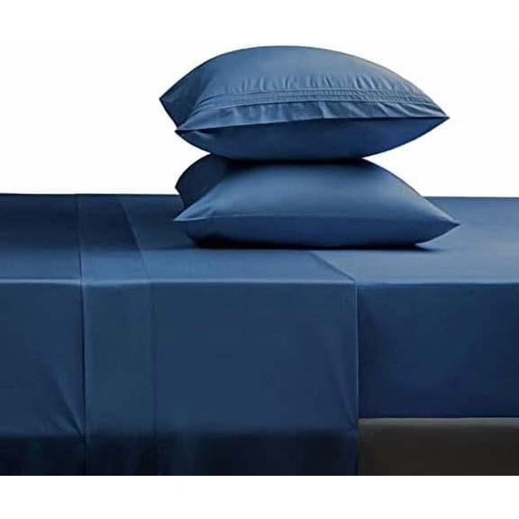 Bed Sheet Set Super Soft Microfiber 1800 Thread Count Luxury Egyptian Sheets 16-Inch Deep Pocket Wrinkle and Hypoallergenic-4 Piece(Queen, Navy Blue)