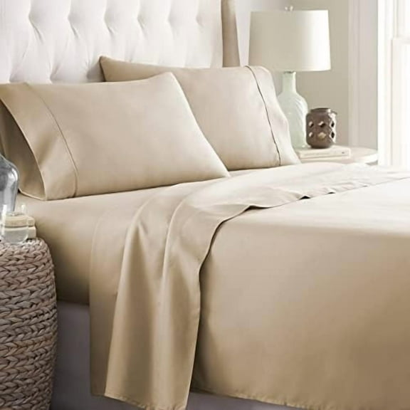 Bed Sheet Set Twin XL for College Dorm Room, Back to School Items, Sheets with 2 Pillowcases, Lightweight Brushed Microfiber Deep Pockets, 4 Piece Bedding Sets, Taupe