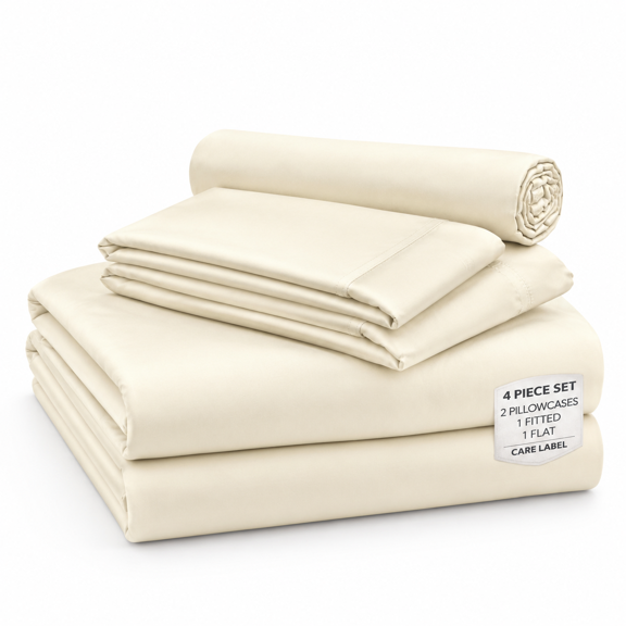 Bed Sheet Set with Temperature-Regulating Self-Cleaning Viscose Fabric,