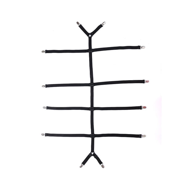 Bed Sheet Straps Adjustable Crisscross Sheet Clips Suspenders to Keep Your Bed Tidy, Suspenders to Keep Your Bed Tidy (Black)