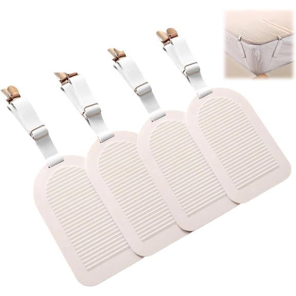 Bed Sheet Straps Holders, 4 Pack Heavy Duty Adjustable Clips for Mattress, Straps Keep Sheets Tight All Night and Easy Installation, for Mattress Covers Sofa (4, Beige)
