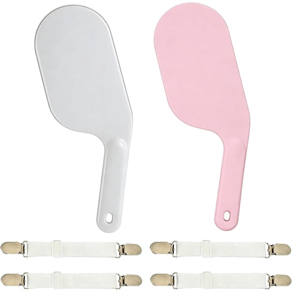 Bed Sheet Straps with Tucking Tool & 4 Clips Wrinkle-Free Sheet Organizer in White & Pink for WAD-Free Fitted Sheets Bed Sheet Suspenders for Queen, King, Twin Mattresses