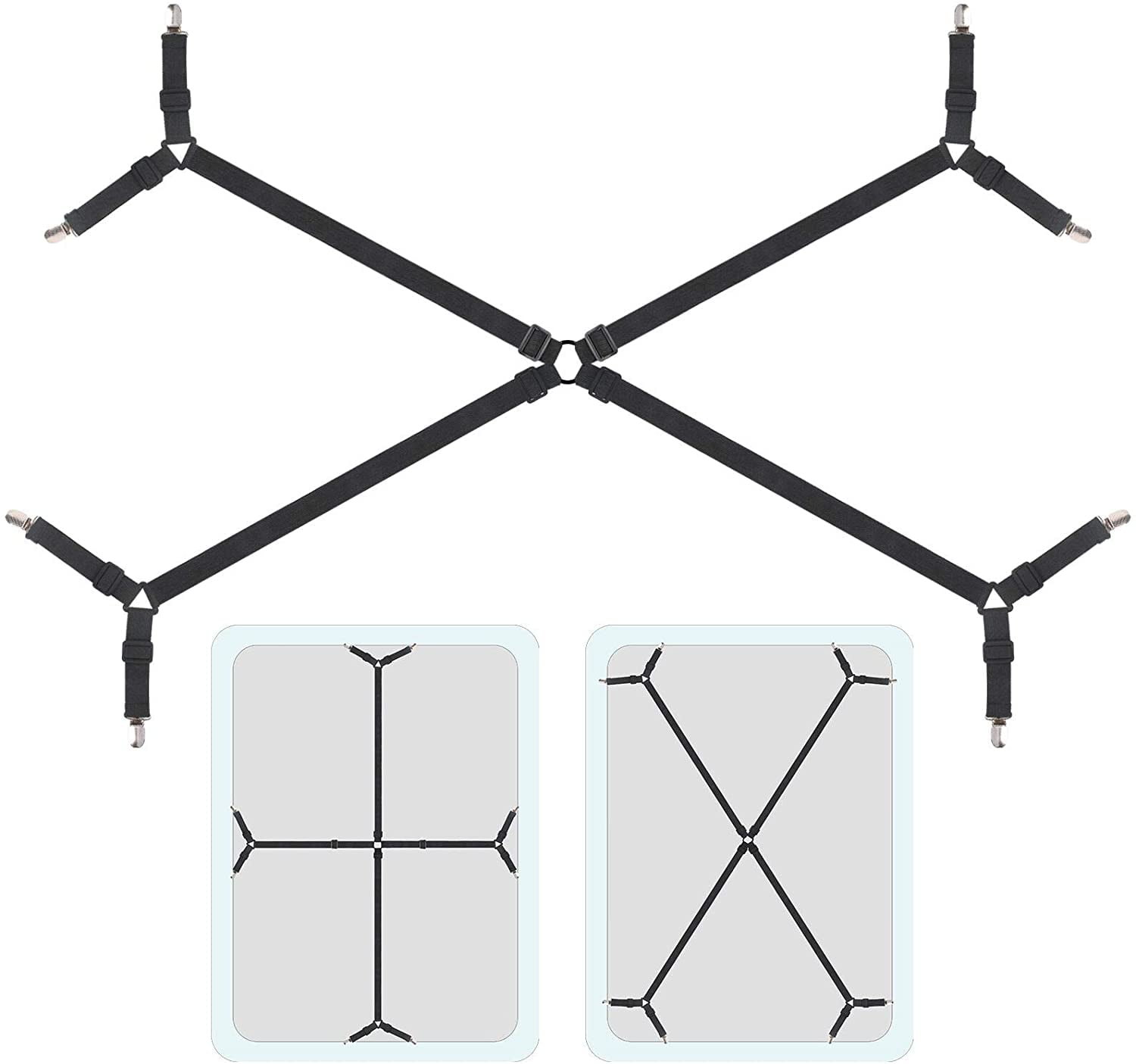 Bed Sheet Suspenders Crisscross Adjustable Fitted Sheet Holder Straps