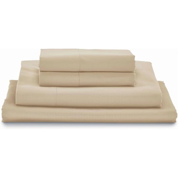 Bed Sheets, 100% Certified Giza Egyptian Cotton, Deep Pocket, Sateen Weave [King, Tan]