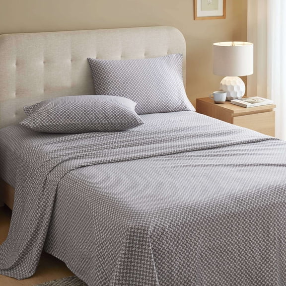 Bed Sheets 4-Piece Full 100% Cotton Flannel Printed Sheet Set,Snowflake,Cotton Sheets