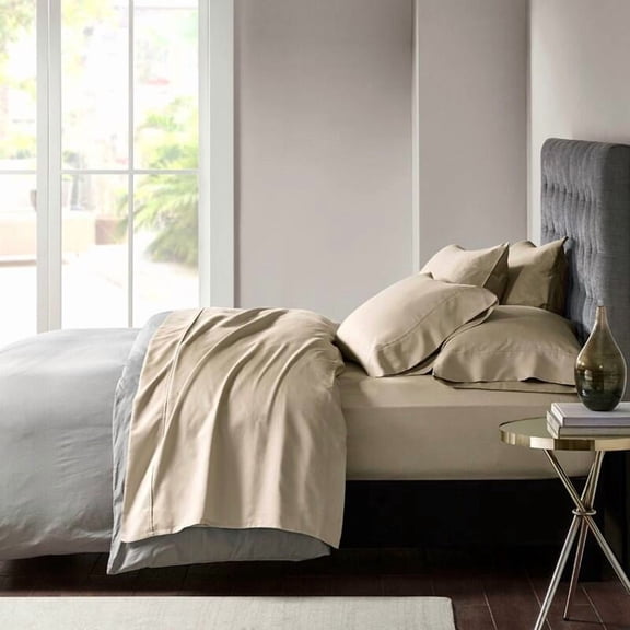 Bed Sheets, Cotton Blend Sateen Sheet Set, Khaki Cotton Sheets,Polyester Sheet Set, Household Supplies & Décor Bedding Sheets & Pillowcases Cotton Blend Sateen Sheet Set