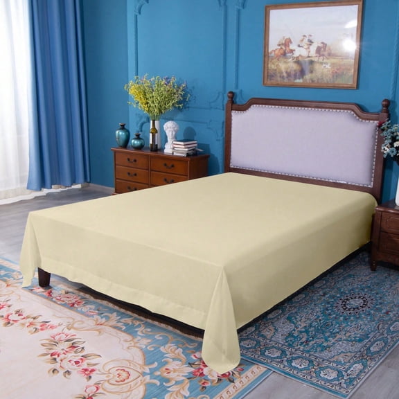 Bed Sheets Dorm Room Essentials College Ultra-Soft Microfiber Flat Sheet, Khaki, Durable, Wrinkle-Free, Fade And Stain Resistant Bedding