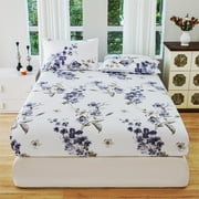 Bed Sheets Floral Fitted Sheet All Inclusive Mattress Protector Fitted Sheet Non-Slip Soft Bed Sheets Quilted 54.33x74.8in Suitable For Home Bedspread
