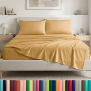 Smooth Microfiber Bed Sheet Set, Solid Blue, Lightweight & Breathable, Wrinkle Resistant, Deep Pocket,