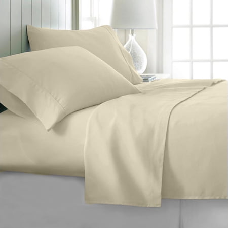 Bed Sheets | Microfiber Bed Sheet Set | Soft, Wrinkle Resistant & Fade Stain Resistant Bedding | Set of 4 Pieces – 1 Flat Sheet, 1 Deep Pocket Fitted Sheet, 2 Pillowcases (Pearled Ivory, Full)