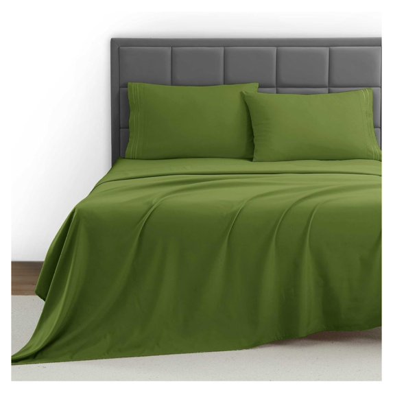 Bed Sheets, Premier 1800 Series 4 Piece Bed Sheet Set, Deep Pocket, Wrinkle, Fade, Stain Resistant, Luxury Soft Bedding Sheets & Pillowcases, California King, Calla Green