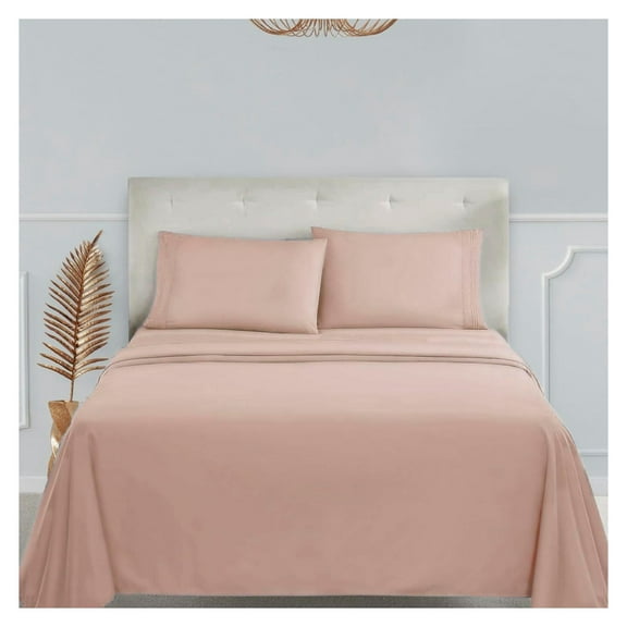 Bed Sheets, Premier 1800 Series 4 Piece Bed Sheet Set, Deep Pocket, Wrinkle, Fade, Stain Resistant, Luxury Soft Bedding Sheets & Pillowcases, King, Peach