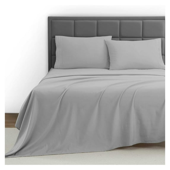 Bed Sheets, Premier 1800 Series 4 Piece Bed Sheet Set, Deep Pocket, Wrinkle, Fade, Stain Resistant, Luxury Soft Bedding Sheets & Pillowcases, Twin, Silver Gray