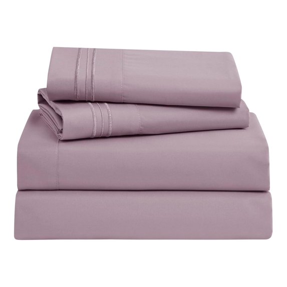 Bed Sheets, Premier 1800 Series Bed Sheet Set, Deep Pocket, Wrinkle, Fade, Stain Resistant, Luxury Soft Bedding Sheets & Pillowcases, Full, Dusty Purple