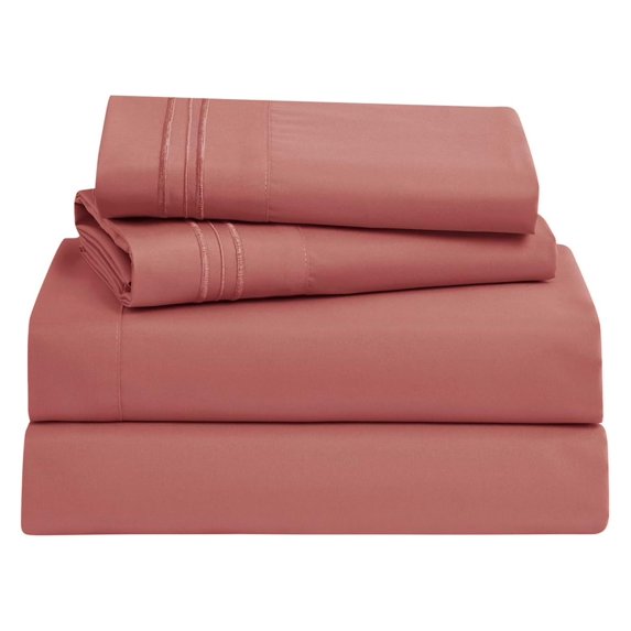 Bed Sheets, Premier 1800 Series Bed Sheet Set, Deep Pocket, Wrinkle, Fade, Stain Resistant, Luxury Soft Bedding Sheets & Pillowcases, Full, Pink Clay