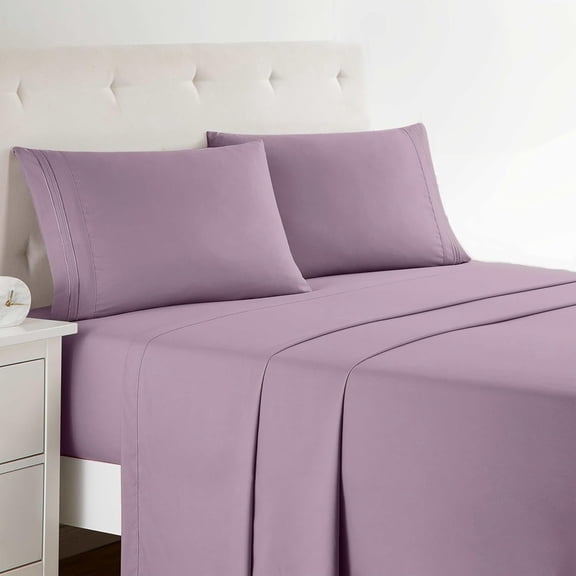 Bed Sheets, Premier 1800 Series Bed Sheet Set, Deep Pocket, Wrinkle, Fade, Stain Resistant, Luxury Soft Bedding Sheets & Pillowcases, Queen, Dusty Purple