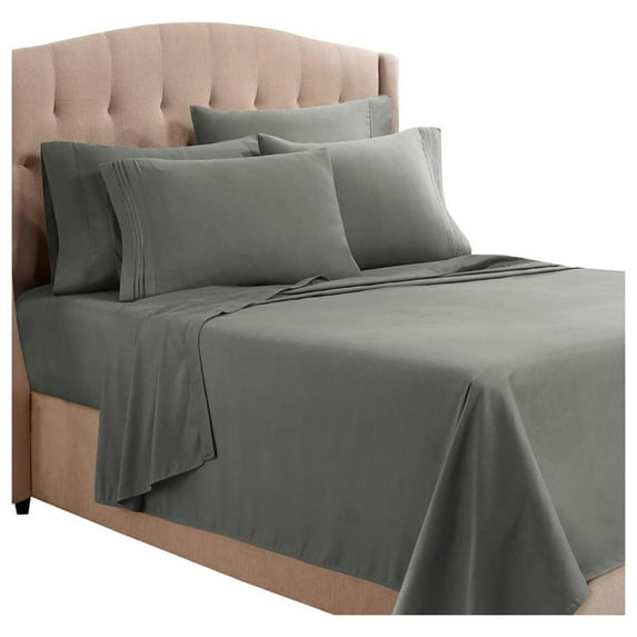 Bed Sheets, Premier 1800 Series Bed Sheet Set with Extra Set Pillowcases, Deep Pocket Fitted Sheet, Luxury Soft Bedding Sheets & Pillowcases, Twin XL, Charcoal Gray