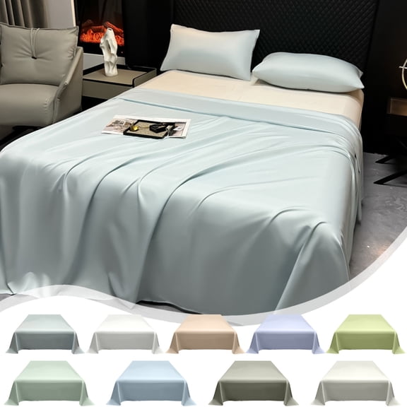 Bed Sheets Queen Size 78.7x90.6in Satin Sheets Silky Soft Luxury Bedding Set Solid Color Polyester Bed Sheet Wrinkle Free Easy Care Cooling 1 Piece by PALIFEUR