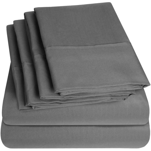 Bed Sheets Queen Size Grey - 6 Piece 1500 Supreme Collection Fine Brushed Microfiber Deep Pocket Queen Sheet Set Bedding - 2 EXTRA PILLOW CASES, GREAT VALUE - Queen, Gray