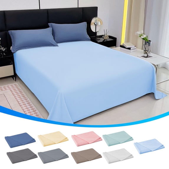 Bed Sheets Queen Size Soft Washed Polyester Bed Sheet Solid Color Wrinkle Free Easy Care Cooling Breathable 1 Piece by PALIFEUR