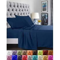 Bed Sheets Set - 4 Piece Bedding - Brushed Microfiber - Shrinkage and Fade Resistant - Easy Care - Queen Navy Blue