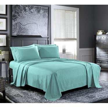 Bed Sheets Set, Microfiber Bedding Set, Deep Pockets, Wrinkle & Fade Resistant, Hypoallergenic Sheet & Bed Pillow Cases, 6-Piece (Full, Aqua)