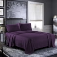 thumbnail image 1 of Bed Sheets Set, Microfiber Bedding Set, Deep Pockets, Wrinkle & Fade Resistant, Hypoallergenic Sheet & Bed Pillow Cases, 6-Piece (King, Purple), 1 of 9