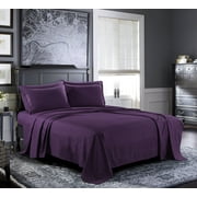 Bed Sheets Set, Microfiber Bedding Set, Deep Pockets, Wrinkle & Fade Resistant, Hypoallergenic Sheet & Bed Pillow Cases, 6-Piece (Queen, Purple)