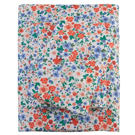 Bed Sheets Set, Soft Microfiber 4 Piece Queen Sheet Set,Vibrant Floral