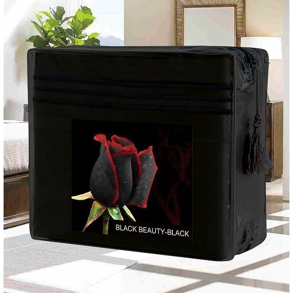 Bed Sheets Set Wrinkle-Free 1500 Series 4-Piece Bed Sheet Set - FLOWERS Collection - Deep Pocket, King, Black Beauty