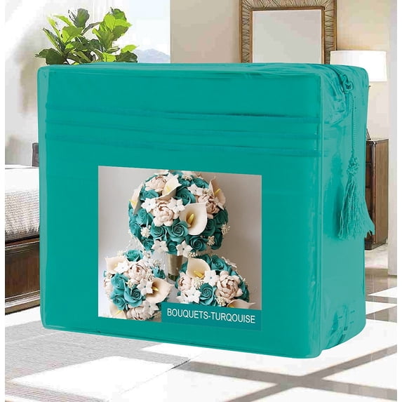 Bed Sheets Set Wrinkle-Free 1500 Series 4-Piece Bed Sheet Set - FLOWERS Collection - Deep Pocket, King, Bouquets-Turqouise