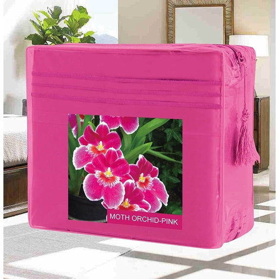 Bed Sheets Set Wrinkle-Free 1500 Series 4-Piece Bed Sheet Set - FLOWERS Collection - Deep Pocket, King, Moth Orchid-Pink
