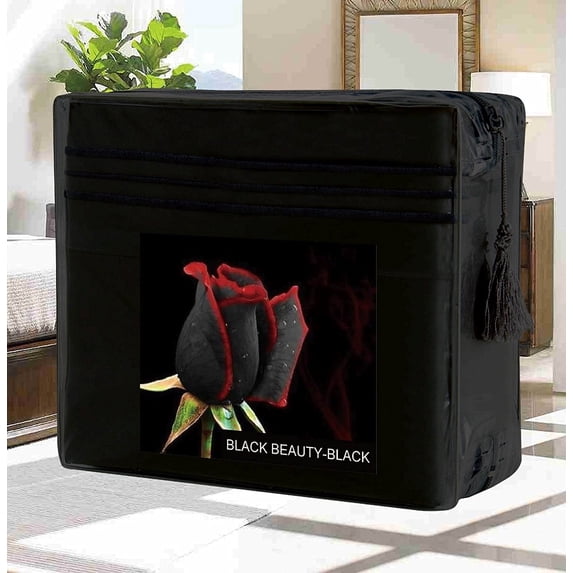 Bed Sheets Set Wrinkle-Free 1500 Series 4-Piece Bed Sheet Set - FLOWERS Collection - Deep Pocket, Queen, Black Beauty
