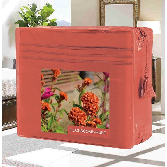 Bed Sheets Set Wrinkle-Free 1500 Series 4-Piece Bed Sheet Set - FLOWERS Collection - Deep Pocket, Queen, CockScomb-Rust
