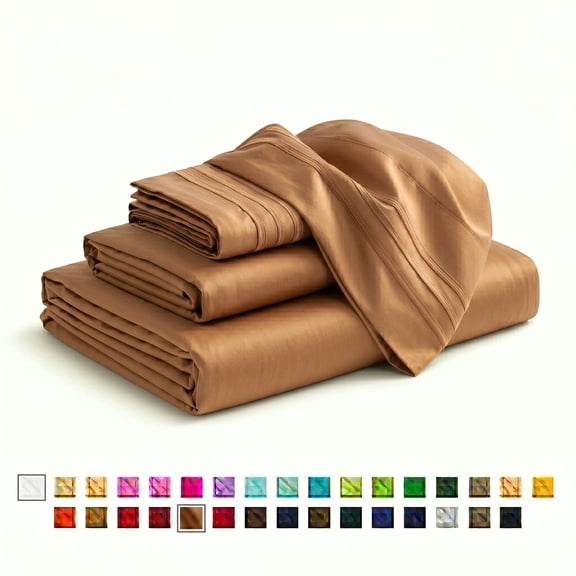 Smooth Microfiber Bed Sheet Set, Solid Blue, Lightweight & Breathable, Wrinkle Resistant, Deep Pocket,
